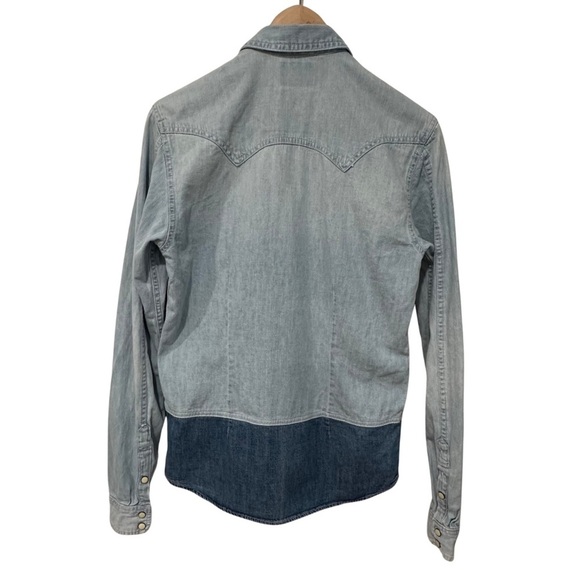 Scotch & Soda AMS BLAUW Sawtooth Snap Button Denim Shirt Small Blue Western READ - Picture 14 of 14